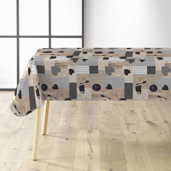Vaxduk på metervara - Bredd 140 cm - Grafiska mönster och kaffekoppar - Flerfärgad