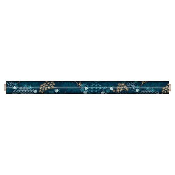 Vaxduk på metern - Bredd 140 cm - Blåa och gyllene blommor - blå bakgrund - Blå