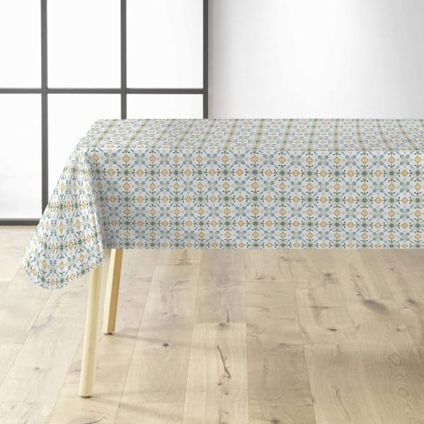Vaxduk på metervara - Bredd 140 cm - Blå och orange grafisk - Färgglad