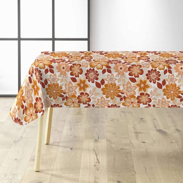 Vaxduk på metern - Bredd 140 cm - Orange blommor - Orange