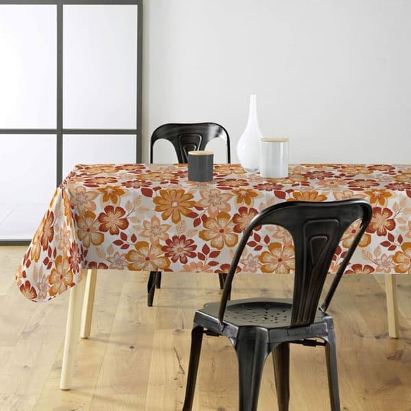 Vaxduk på metern - Bredd 140 cm - Orange blommor - Orange