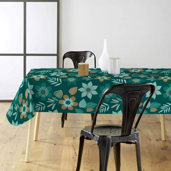 Vaxduk på metern - Bredd 140 cm - Blommor och blad - Grön