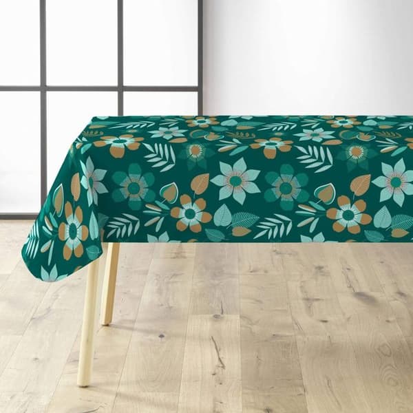 Vaxduk på metern - Bredd 140 cm - Blommor och blad - Grön