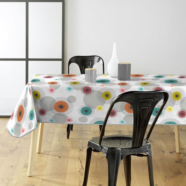 Rektangulär vaxduk - 140x240 cm - Färgade cirklar - Flerfärgad