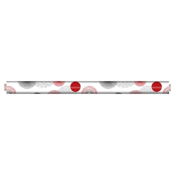 Vaxduk per meter - Bredd 140 cm - Röda, svarta och gråa cirklar - Vit