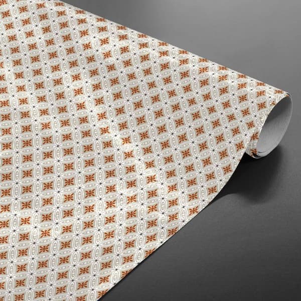 Vaxduk på metern - Bredd 140 cm - Grafiska mönster Terracotta - Beige