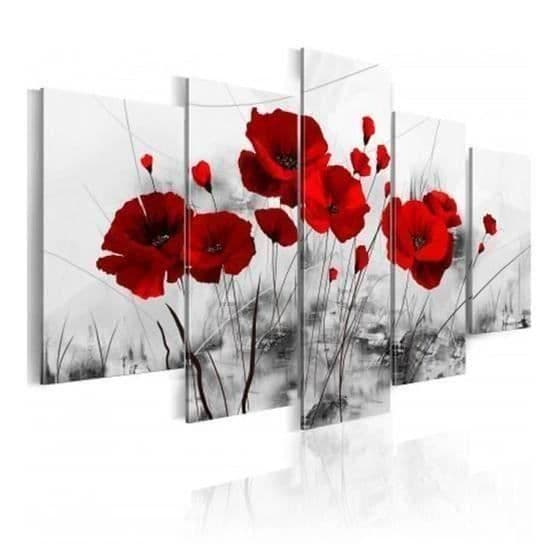 TD® Poppy Canvas 5 delar oinramat högupplöst naturligt blommönster