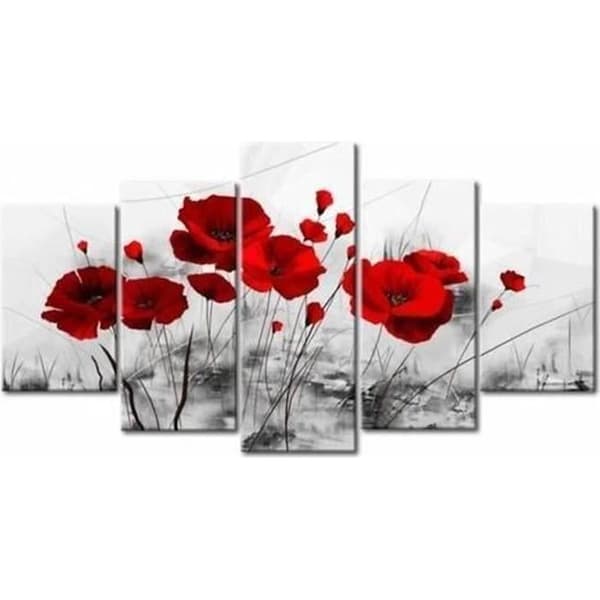TD® Poppy Canvas 5 delar oinramat högupplöst naturligt blommönster