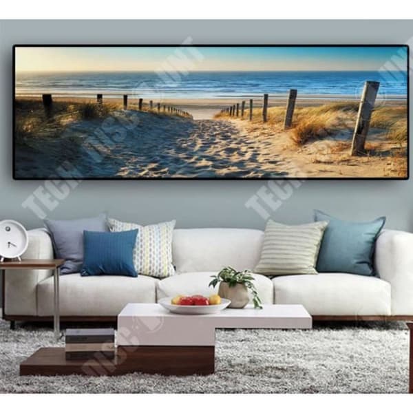 TD® Canvastryck Modern Ocean Beach Sea Road Heminredningsvägg 30x90cm