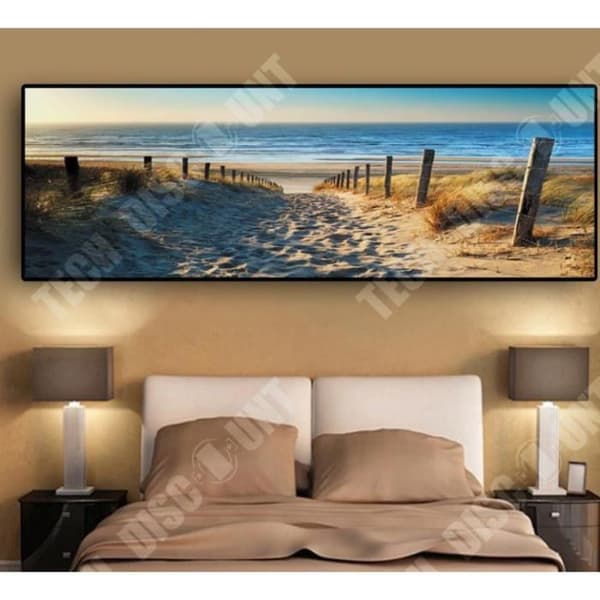 TD® Canvastryck Modern Ocean Beach Sea Road Heminredningsvägg 30x90cm