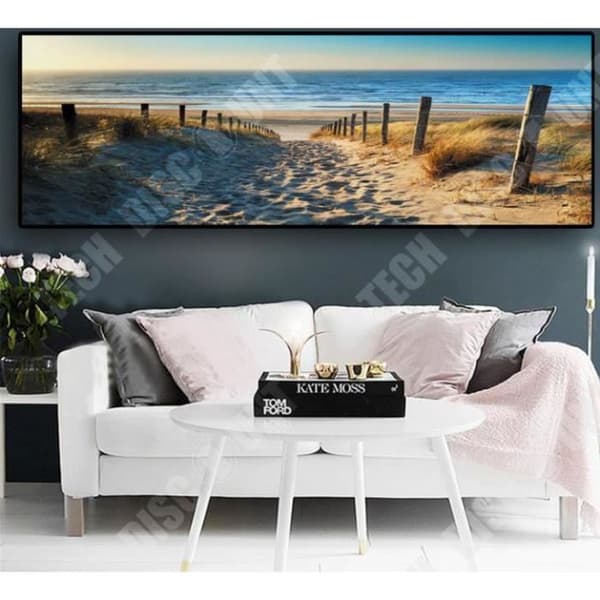 TD® Canvastryck Modern Ocean Beach Sea Road Heminredningsvägg 30x90cm