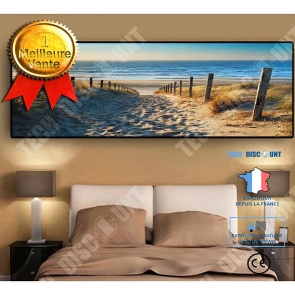 TD® Canvastryck Modern Ocean Beach Sea Road Heminredningsvägg 30x90cm