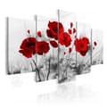 Miniatyrbild 4 av 4: INN® måla röda vallmo på vit bakgrund canvas målning blommor väggdekoration 5 st vertikala moderna fält oinramat vardagsrum