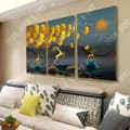 Miniatyrbild 3 av 4: TD® Modern ljus lyx tur älg ginkgo landskap dekoration målning vardagsrum sovrum trippel väggmålning hotell vägg tre målningar