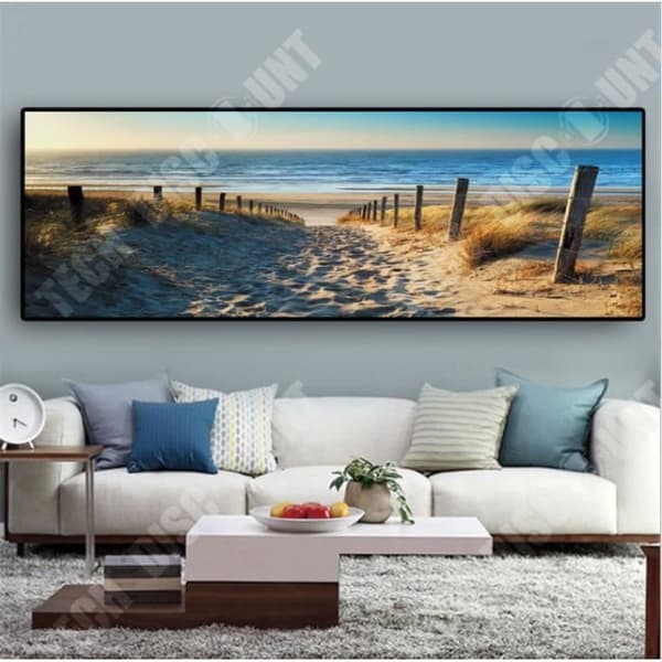 TD® Modern Ocean Beach Sea Road Canvastryck Modern heminredning Väggkonstbild oinramade tryck 30x90 cm