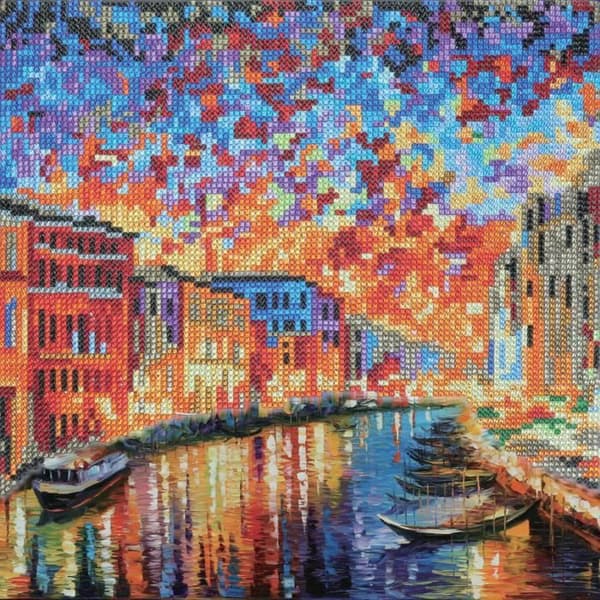 Diamantbroderibildsats 30x30cm Afremov Gondoler Flerfärgad - Assort.