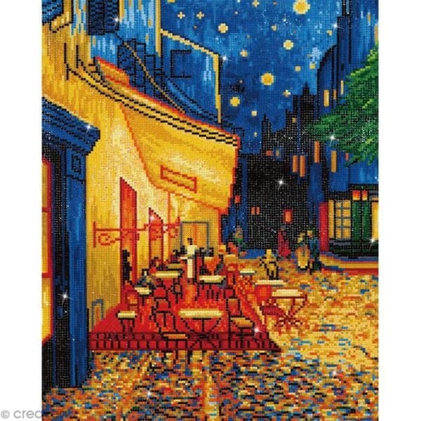 Grand Kit broderi Diamond painting - Diamond Dotz - Terrass på caféet (Van Gogh) - 52 x 42 cm