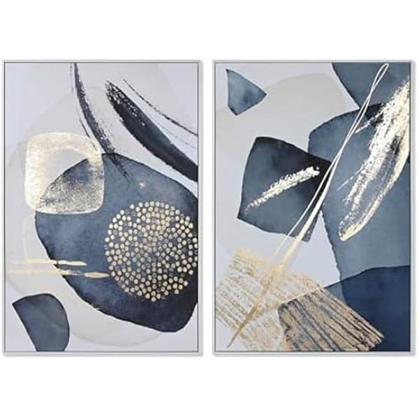 Målning - HOME ESPRIT - Abstrakt - 2 enheter - Flerfärgad - 83 x 4,5 x 123 cm