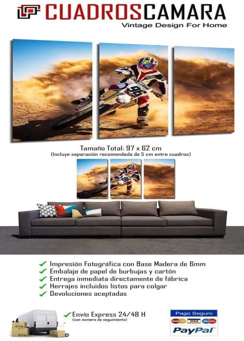 Målning - duk Dkorarte Modern fotografisk målning MotoCross 125 Suzuki Desert Sable Dunlop, 97 x 62 cm, ref. 27385