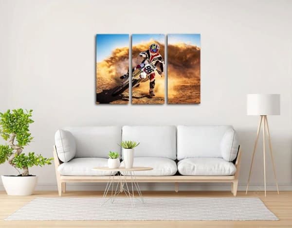 Målning - duk Dkorarte Modern fotografisk målning MotoCross 125 Suzuki Desert Sable Dunlop, 97 x 62 cm, ref. 27385