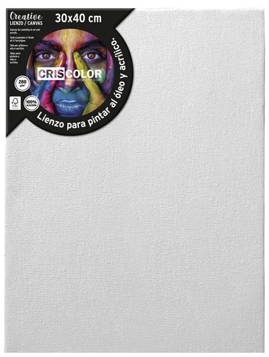 Criscolor Canvas - 42086 - Målarduk 30 x 40 cm, Bomull, Vit, LIENZO PARA PINTAR 30X40CM