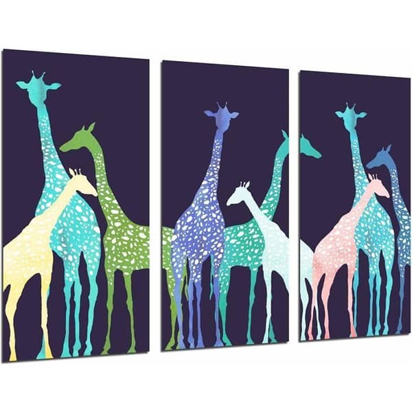 Moderna fotografisk tavla i trä Dekoation Natur djur Giraffer Färger 97 x 62 cm ref. 26892
