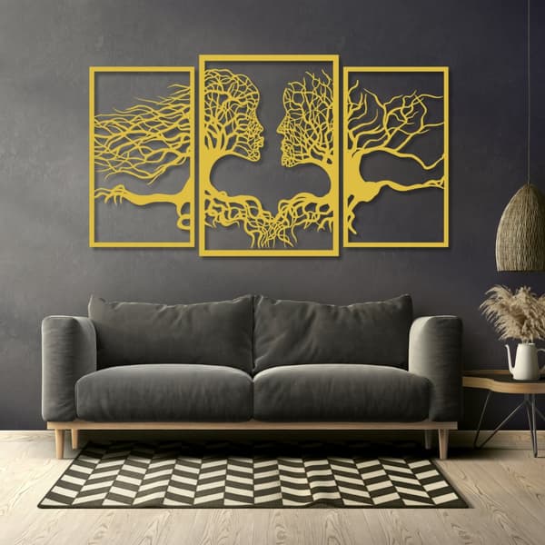Triptych "Ansikten gjorda av träd" - 6 mm MDF väggdekoration