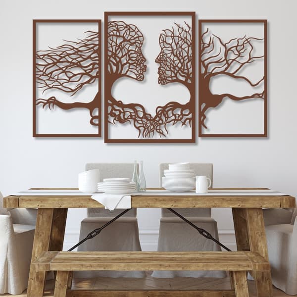 Triptych "Ansikten gjorda av träd" - 6 mm MDF väggdekoration