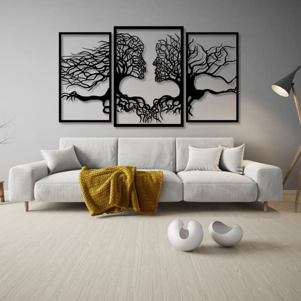Triptych "Ansikten gjorda av träd" - 6 mm MDF väggdekoration
