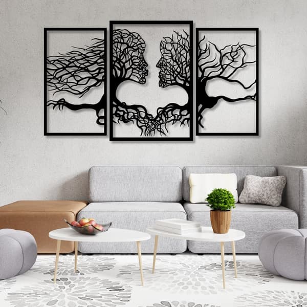 Triptych "Ansikten gjorda av träd" - 6 mm MDF väggdekoration