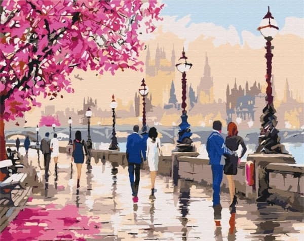 Måla efter siffror Gå en promenad i Paris 40x50