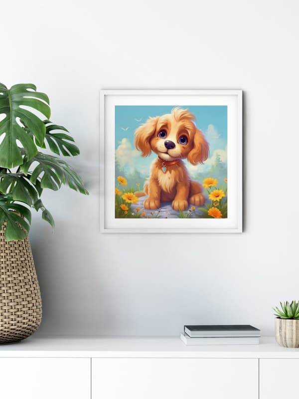 Diamantbroderi Vän Hund 35x35 cm
