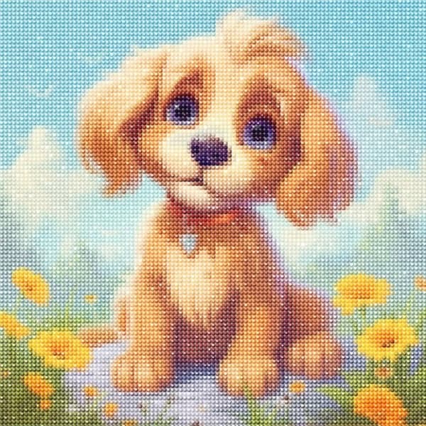 Diamantbroderi Vän Hund 35x35 cm
