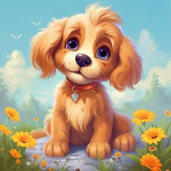 Diamantbroderi Vän Hund 35x35 cm
