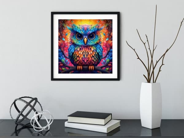 Diamantbroderi Eventyrlig Ugle 35x35 cm