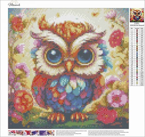 Diamantbroderi Lille Blomsterugle 35x35 cm