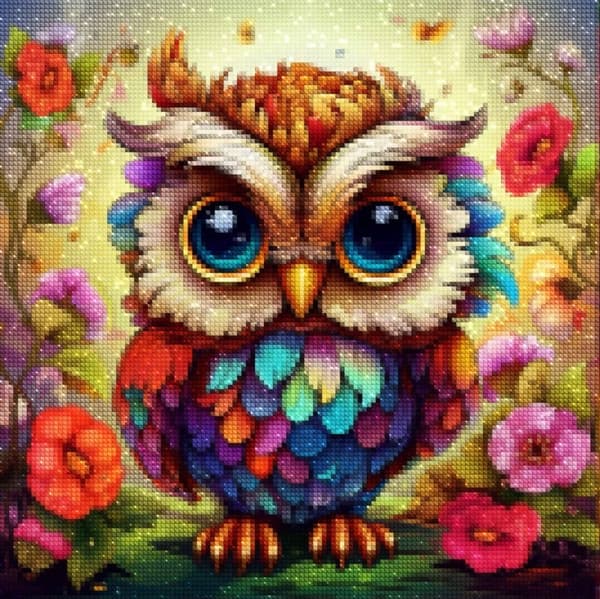 Diamantbroderi Lille Blomsterugle 35x35 cm