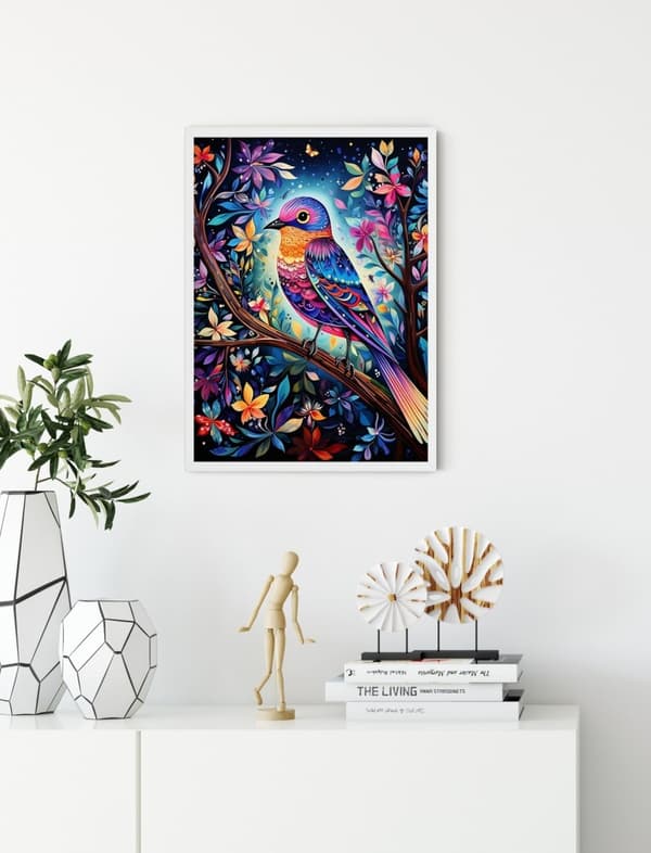 Diamantbroderi med fågelmotiv - Naturens färger 30x40 cm