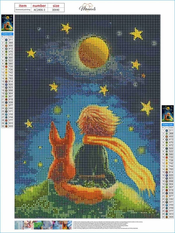 Diamantbroderi Den lille prinsen 30x40 cm