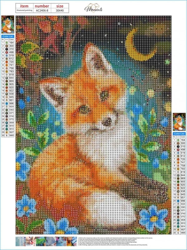 Diamantbroderi Ræv i Stjerneland 30x40 cm