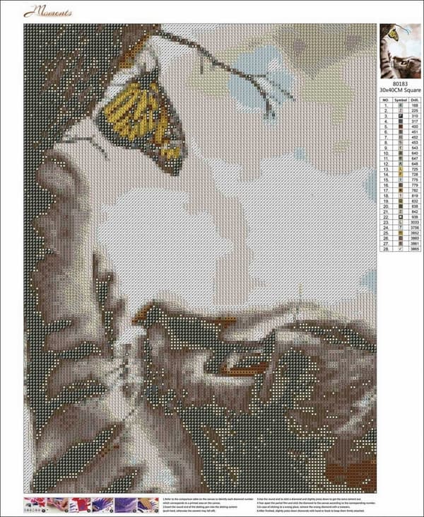 Diamantbroderi Killing med Sommerfugl 35x45 cm K