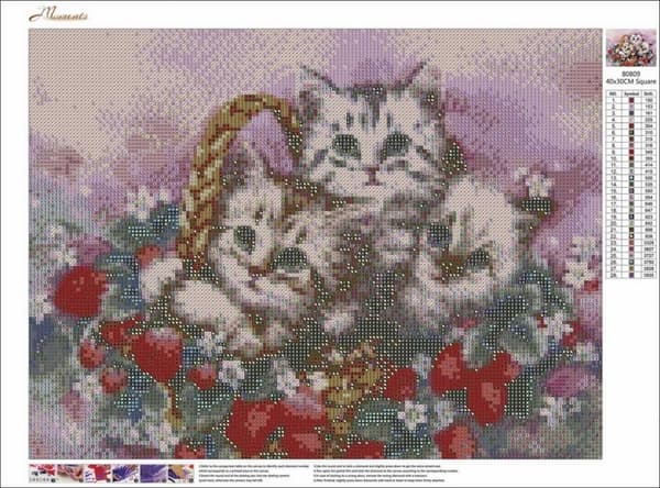 Diamantbroderi Söta Katter Tre 35x45 cm K
