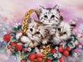 Miniatyrbild 1 av 6: Diamantbroderi Söta Katter Tre 35x45 cm K