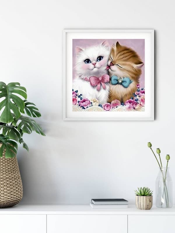 Diamantbroderi Søde Katte 35x35 cm K