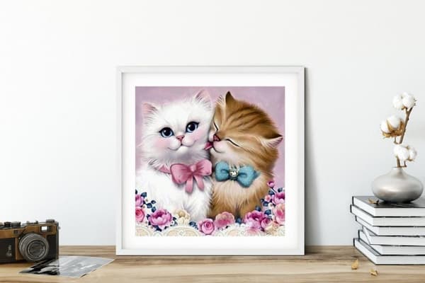 Diamantbroderi Søde Katte 35x35 cm K