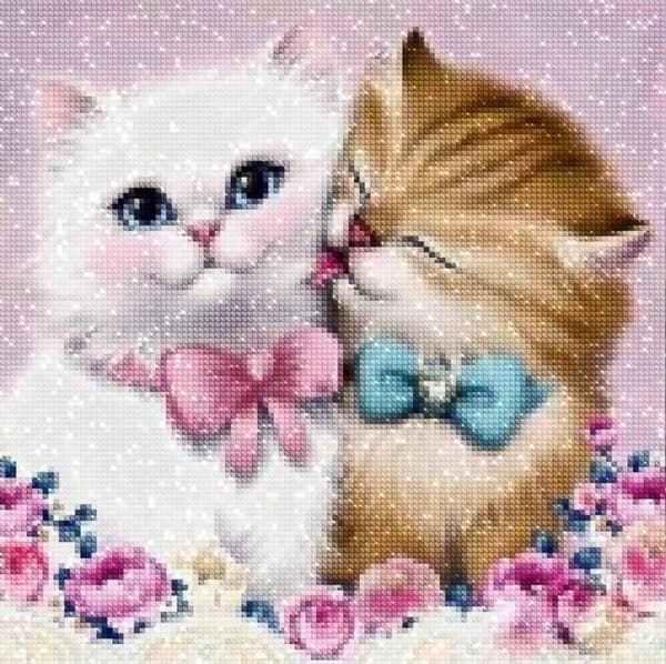 Diamantbroderi Søde Katte 35x35 cm K