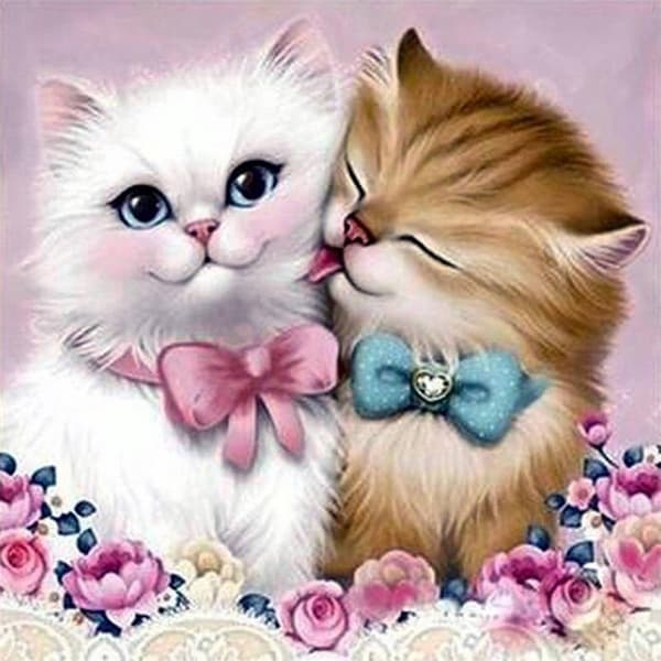 Diamantbroderi Søde Katte 35x35 cm K