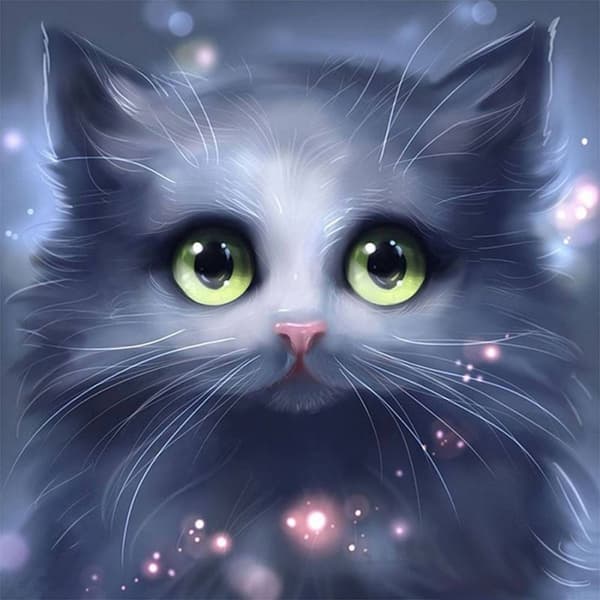 Diamantbroderi Kattöga 35x35 cm K