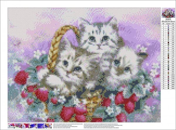 Diamantbroderi Söta Katter Tre 35x45 cm