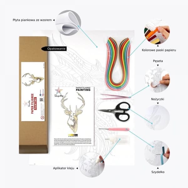 Quillingkit Ränder Mystisk Hjort 40x50 cm